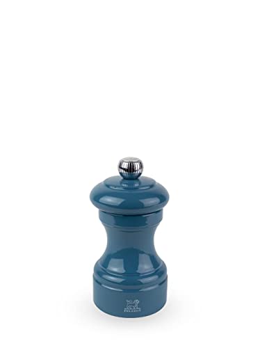 PEUGEOT - Bistro 10 cm Salt Mill - Classic Grind System - Made with PEFC Certified Wood - Lifetime Guaranteed Mechanism - Made in France - Bistrorama - Blue Colour von PEUGEOT