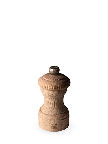 PEUGEOT - Salzmühle Bistro Nature 10 cm + Alpensalz - Klassische Mahlgradeinstellung - Aus recyceltem Holz mit PEFC-Siegel - Naturfarben von PEUGEOT