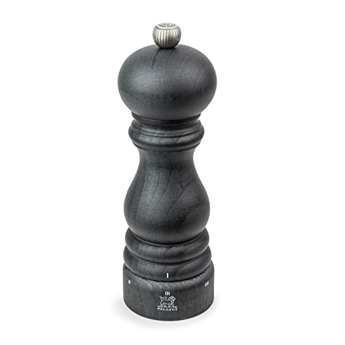PEUGEOT - Salzmühle Paris u‘Select 18 cm - 6 voreingestellte Mahlgrade - Innovatives Zirlion-Mahlwerk für pulverfeines Salz - Aus PEFC-zertifiziertem Holz - Französisches Know-how - Graphitfarben von PEUGEOT