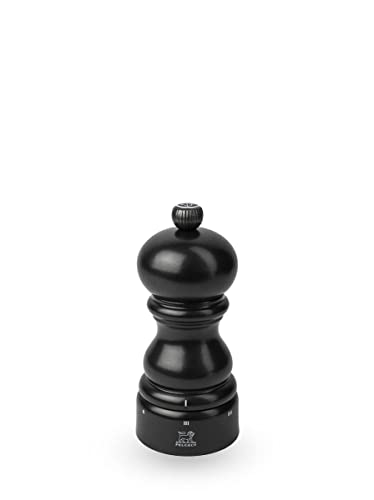 PEUGEOT - Salzmühle Paris u‘Select 12 cm + Steinsalz - 6 voreingestellte Mahlgrade - Aus PEFC-zertifiziertem Holz - Satinschwarz von PEUGEOT