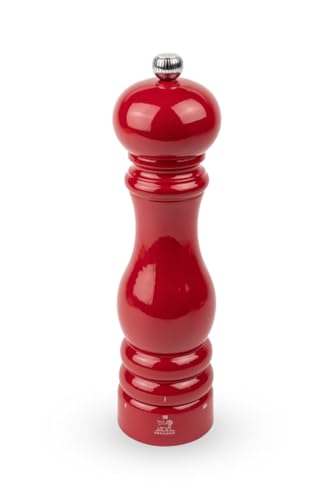 PEUGEOT - Salzmühle Paris u‘Select 22 cm - 6 Mahlgrade - Innovatives Zirlion-Mahlwerk für pulverfeines Salz - Aus PEFC-zertifiziertem Holz - Französisches Know-how - Passionsrot lackiert von PEUGEOT