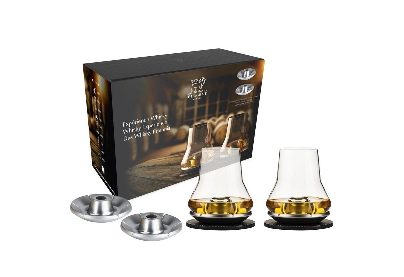 PEUGEOT Whiskyglas Experience Whisky Duo-Set mit Kühlsockel, lebensmittelecht, 6-teilig von PEUGEOT