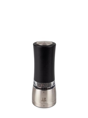 PEUGEOT - elektrische u‘Select-Pfeffermühle Daman 16 cm + Pfefferkörner - 6 voreingestellte Mahlgrade - Aluminium - Französisches Design - Schwarz von PEUGEOT