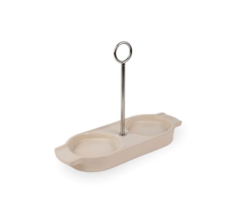 PEUGEOT - Keramik-Tablett mit Griff für zwei Mühlen - Maße: 21,2 cm x 16 cm - Französisches Know-how - Ecru von PEUGEOT