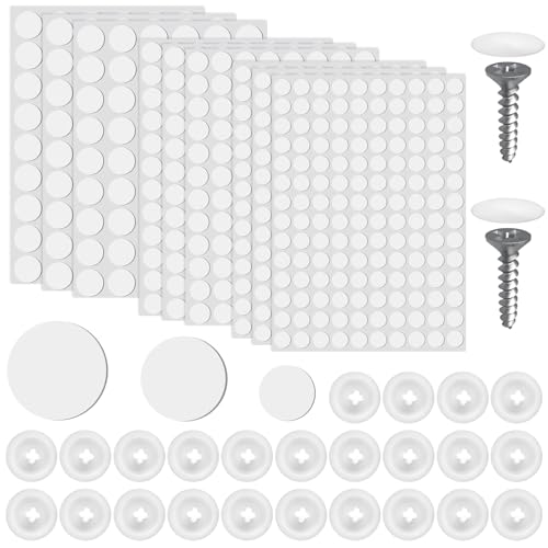 1020stk Abdeckkappen für Schrauben & Schraubenloch Aufkleber, 1,2cm 1,5cm 2,1cm Weiße Schraubenabdeckungsaufkleber für Möbel Selbstschneidende Schraubenabdeckungen für Holzschrauben Möbel von PEUTIER