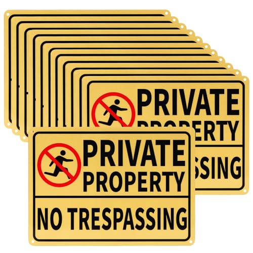 12 Stk Private Property No Trespassing Schilder, 18x25cm Reflektierende Warnschilder aus Metall für den Außenbereich, Sicherheitsschilder Privatgrundstück Schilder Metall für Hof Haus Haustür 12 Stk Private Property No Trespassing Schilder, 18x25cm Reflektierende Warnschilder aus Metall für den Außenbereich, Sicherheitsschilder Privatgrundstück Schilder Metall für Hof Haus Haustür von PEUTIER