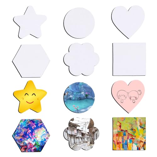 12 Stück Magnetische Leinwandtafeln, Rund/Herz/Stern/Blumenform Malleinwand für Kinder Klein Malleinwandplatte für Acryl- Öl- Aquarellmalerei Kühlschrank Heimwerken Basteln Kunst Geschenk 12 Stück Magnetische Leinwandtafeln, Rund/Herz/Stern/Blumenform Malleinwand für Kinder Klein Malleinwandplatte für Acryl- Öl- Aquarellmalerei Kühlschrank Heimwerken Basteln Kunst Geschenk von PEUTIER