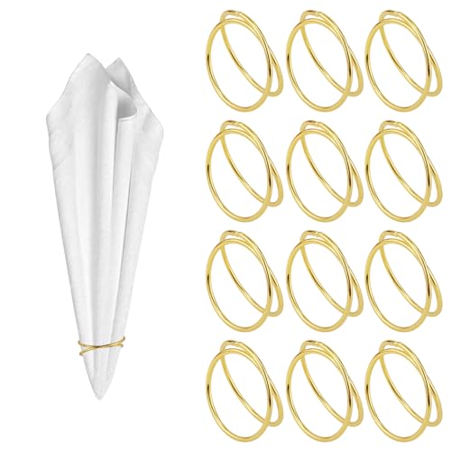 12 Stück Runde Serviettenringe Metall Gold, Metall-Spiral-Serviettenringe Serviettenringhalter Thanksgiving-Serviettenringe für Hochzeit Abendessen Party Tischdekoration von PEUTIER