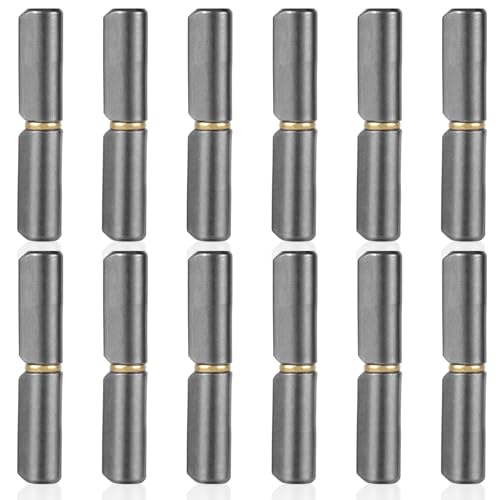 12 Stück Schweißbares Fassscharnier, 6,35cm Lang 1cm Durchmesser Anschweißbare Kugelscharniere Strapazierfähig Stahl Abnehmbar Tortürscharnier für Metallschwingtüren Anhängerrampen Glastüren von PEUTIER