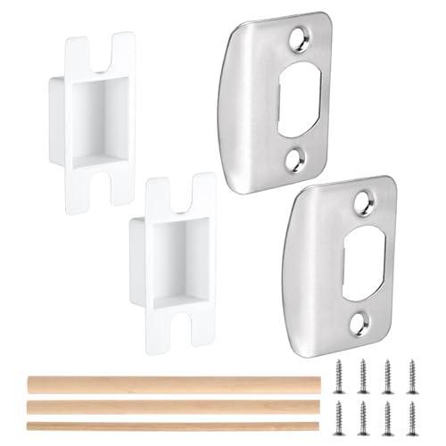 2 Sets Türschließbleche Standard Türfallen-Reparaturset mit Staubbox Schließbleche für Innentüren Universal Sicherheit Türschloss Hardware Reparaturset mit Schrauben & Dübel von PEUTIER