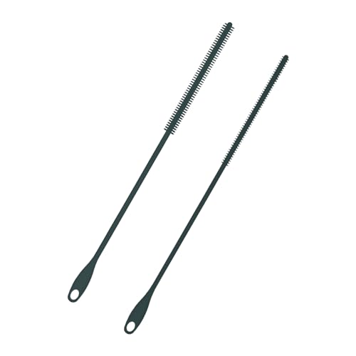 2 Stück Silikon Strohhalmbürsten, 6mm+8mm Extra Lange Trinkhalm Reinigungsbürste Wiederverwendbare Flaschen Strohhalm Waschwerkzeug mit Aufhängering Biegsame Pfeifenreiniger (Grau) von PEUTIER