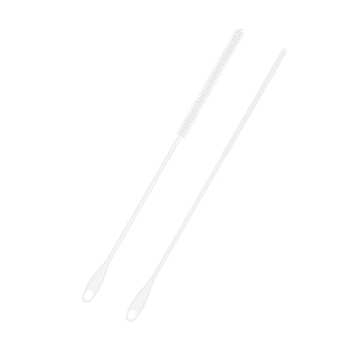 2 Stück Silikon Strohhalmbürsten, 6mm+8mm Extra Lange Trinkhalm Reinigungsbürste Wiederverwendbare Flaschen Strohhalm Waschwerkzeug mit Aufhängering Biegsame Pfeifenreiniger (Weiß) von PEUTIER