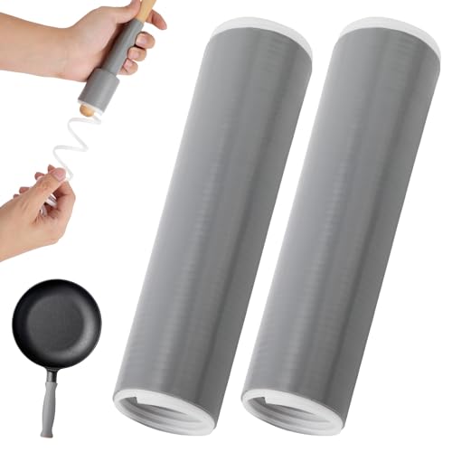 2 Stück Topfgriff Wärmeisolierung aus Silikon, 20,6 x 4,5cm Silikon Pfannengriff Hülle rutschfest Wärmedämm Silikon Topfgriff Abdeckungen für Gusseisentopf (Grau) von PEUTIER
