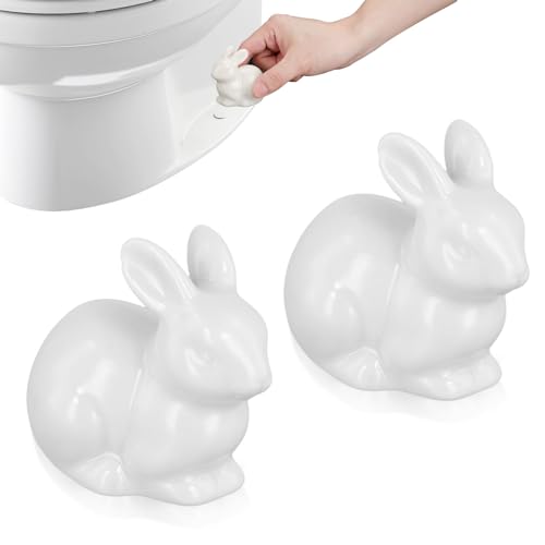 2 x WC-Bolzenabdeckungen, dekorative WC-Schraubenabdeckungen, niedlich, versteckte WC-Schraubenkappen für die Unterseite der Toilette, passend für die meisten Schrauben (Keramik-Hasen-Stil) von PEUTIER