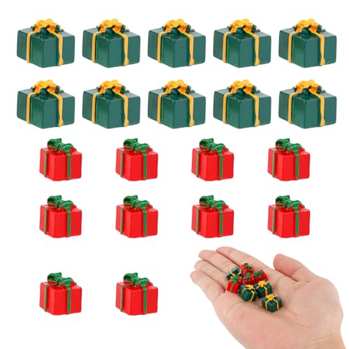 20 Stück Weihnachtsbaum Mini Boxen Ornament, Farbig Mini Geschenkboxen aus Kunstharz Weihnachtliche Miniatur Ornamente für Weihnachtsbaumdekoration DIY Kunsthandwerk von PEUTIER