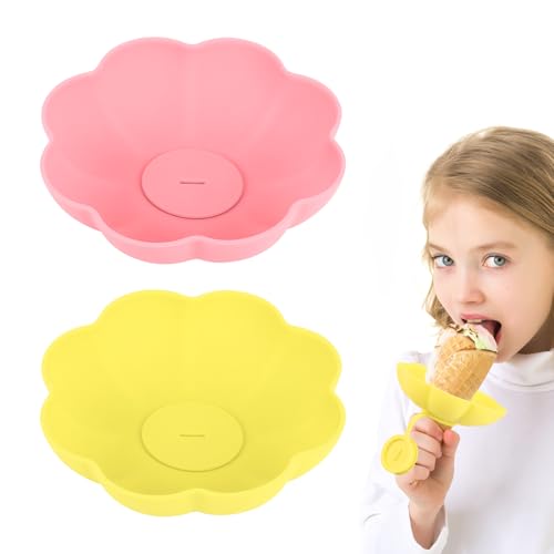 2stk Eis Am Stiel-Halter für Kinder, Tropffreie Eis Am Stiel-Halter Silikon Eis Am Stiel Halter Tragbarer Eisschutz-Halter für Eis Am Stiel-Partys An Sommertagen (Rosa, Gelb) von PEUTIER