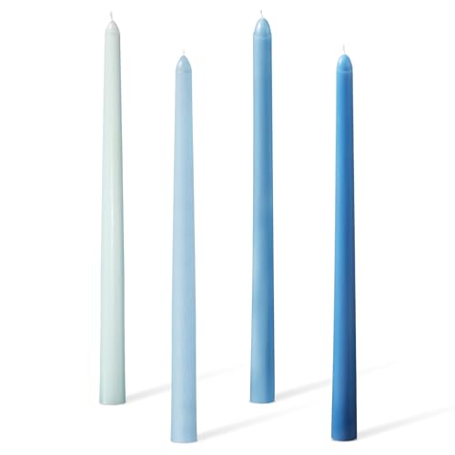 30cm 4 Stück Spitzkerzen, Lange Hohe Dünne Kerzen Parfümfrei Rauchfrei Farbverlauf Konische Kerzenständer für Tisch, Zuhause, Abendessen, Hochzeit, Festival (Blaue Serie) von PEUTIER