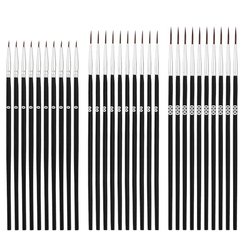 30stk Detail Pinsel, Pinsel mit Feiner Spitze mit 3 Größen #0#00#000 Mini-Miniatur-Feinfarbe-Liner-Pinsel für Miniaturmalerei Klassenzimmer Aquarell Acryl Kunst Gesichtsbemalung 30stk Detail Pinsel, Pinsel mit Feiner Spitze mit 3 Größen #0#00#000 Mini-Miniatur-Feinfarbe-Liner-Pinsel für Miniaturmalerei Klassenzimmer Aquarell Acryl Kunst Gesichtsbemalung von PEUTIER