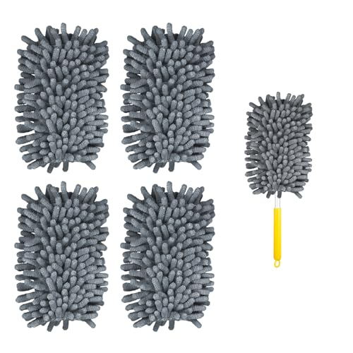 4 St Duster Nachfüllungen, Mikrofaser Staubtuch Nachfüllung 360 Duster Nachfüllungen Schwere Hand -Störungen zum Reinigen (Grau) von PEUTIER