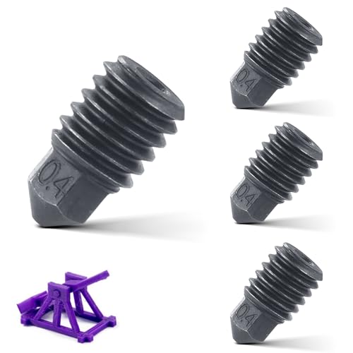 4 Stück 0,4mm Düsen, Abnehmbar Gehärteter Stahl Düsenersatz Teile Hohe Temperatur Düsenextruderkopf 3D-Drucker Zubehör für Bambu Lab X1 X1C P1P 3D-Drucker Hot End von PEUTIER