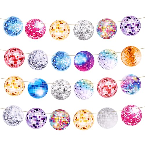 4 Stück Discokugel-Party-Banner, 70er-Jahre-Party-Dekoration Bunt Discokugel Deko Girlande Hängend Banner für Disco Themenparty Geburtstagsparty Babyparty Zubehör 4 Stück Discokugel-Party-Banner, 70er-Jahre-Party-Dekoration Bunt Discokugel Deko Girlande Hängend Banner für Disco Themenparty Geburtstagsparty Babyparty Zubehör von PEUTIER