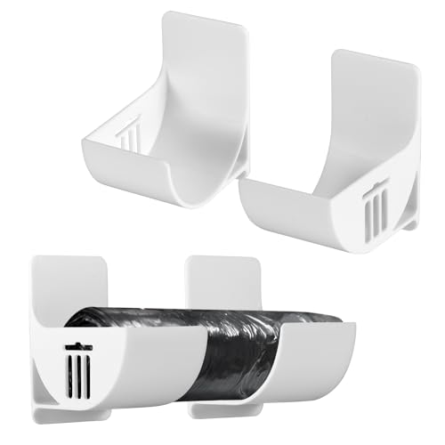 Müllbeutelhalter, stanzfreier Mülleimerspender, Wandhalterung, Einkaufs-, Lebensmittelrollenhalter, Kunststoff, Müll-Organizer für Zuhause, Küche, Schrank, Organisation und Lagerregal (weiß), 4 Stück von PEUTIER