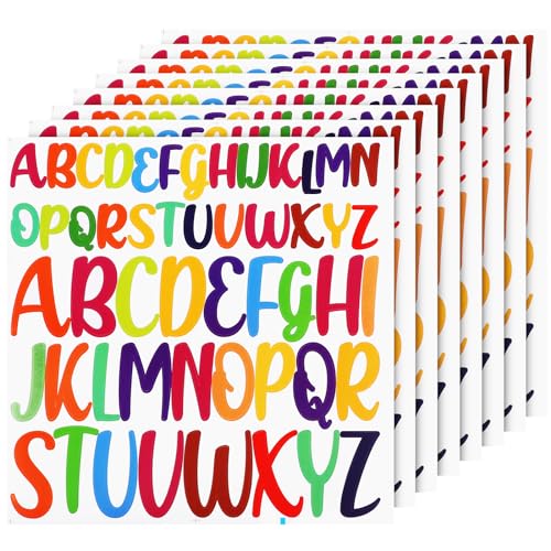 416 Stück 8 Blatt Buchstaben Aufkleber, 2,5cm 5cm Großbuchstaben Aufkleber Selbstklebend Wasserfest Vinyl Alphabet Aufkleber für Sammelalbum Dekoration Kunst Handwerk Poster(Bunt) von PEUTIER