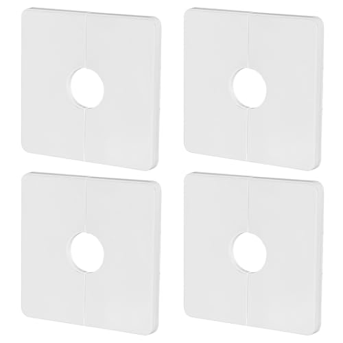 4stk Quadratische Sanitär-Abdeckplatten, Abdeckplatte für Duschhahn Quadratische Duscharm-Flansch-Rosette Ersatz-Abdeckplatte für Standard-1/2 Rohre Verwendung in Mehreren Szenen(Weiß) von PEUTIER