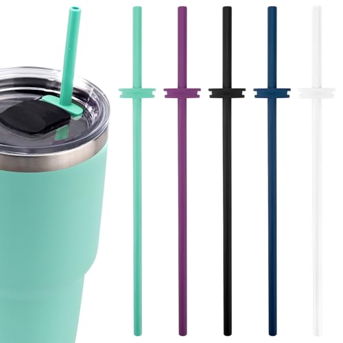 5 Stk Silikonstrohhalme für Yeti Glas mit Magslider Deckel, Wiederverwendbare BPA Freie Strohhalme 5 Farben Strohhalm Ersatzbecherzubehör für Yeti von PEUTIER