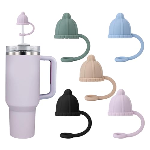 5st Cup Zubehör für Stanley Cup 20-40oz, Silikon Strohhalm Abdeckung Strohhalm Topper für Simple Modern Hutförmiges Trinkbecher Zubehör für Stanley Yeti Hydroflask 6-8mm Strohhalme von PEUTIER