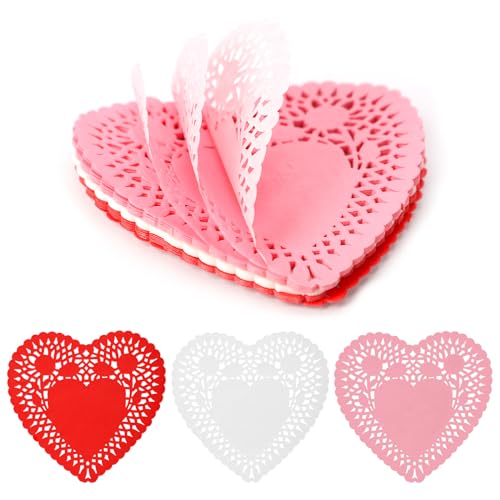 600 Stück Mini Valentinsherz Deckchen, 10cm Bunte Deckchen Niedliche Herzförmige Spitzen Papierdeckchen Valentinstags Bastelarbeiten für Valentinstag Hochzeit Party Dekoration von PEUTIER