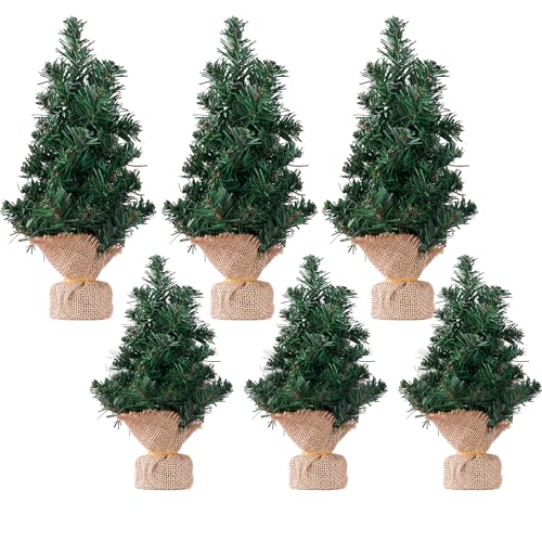6st Mini Weihnachtsbaum, 20/30cm Künstlicher Gefälschter Weihnachtsbaum mit Sockel Dekoratives Miniatur Ornament für Wintermantel Dorf Zuhause Küche Esstisch Urlaub von PEUTIER