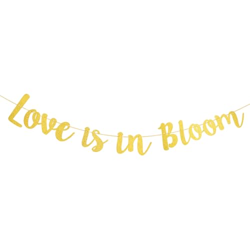 Banner "Love Is In Bloom", Dekoration für Verlobungsfeiern Florales Brautparty-Dekor Goldfarbenes Glitzer-Papierschild für Die Brauthochzeitsfeier Banner "Love Is In Bloom", Dekoration für Verlobungsfeiern Florales Brautparty-Dekor Goldfarbenes Glitzer-Papierschild für Die Brauthochzeitsfeier von PEUTIER