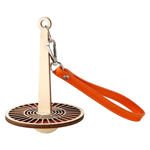 Handgelenk-Garnhalter, Tragbarer Handgelenk Garnballhalter Ständer mit Lederarmband Holz Twizzling Garn Organizer Aufbewahrung Strickzubehör Häkelgeschenk für Bastelliebhaber (Orange) von PEUTIER