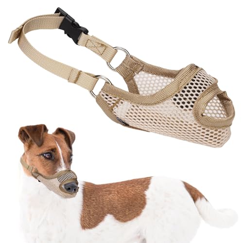 Maulkorb für Kleine Hunde, Weich XS Maulkorb Gegen Bellen mit Öffnung vorne Atmungsaktiv Maulkorb Gegen Kauen Maulkorb für Hunde Geschenk für Haustiere (Khaki) von PEUTIER