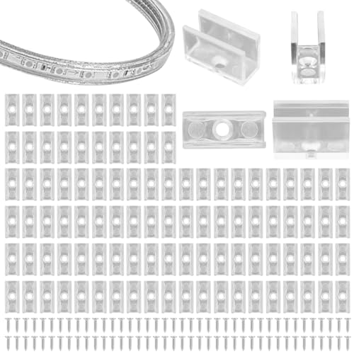 PEUTIER 100stk Neon-Lichtschlauch-Montagehalterungen, Lichtschlauch-Clips Neon-Lichter-Montage-Befestigungsclips Neon-Lichtschlauch-Halterungen 100 Schrauben 6x12mm LED-Neon-Flex-Streifenbeleuchtung von PEUTIER