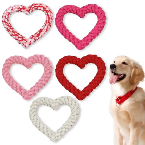 PEUTIER 5 Stück Valentinstag Kauspielzeug für Hunde Kauspielzeug Hund Seil Quietschspielzeug für Hunde zum Unterrichten von Zahnreinigungs-Kauzubehör für Hunde von PEUTIER