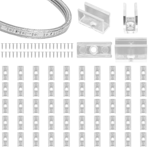 PEUTIER 50stk Neon-Lichterschlauch-Montagehalterungen, LED-Lichterschlauchhalter Lichtschlauchclips mit 50 Schrauben für 6x12mm LED-Neon-Flexstreifenbeleuchtung von PEUTIER