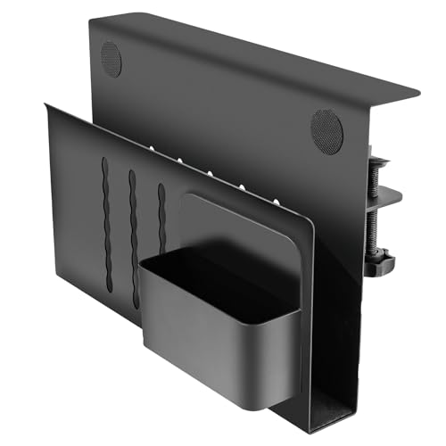 PEUTIER Ohne Bohren Laptop-Halterung Unter Dem, Schreibtisch-Seitenaufbewahrung Schreibtisch Hängender Schreibtisch-Organizer mit Magnetischer Aufbewahrungshalterung für Büro Zuhause (Schwarz) von PEUTIER