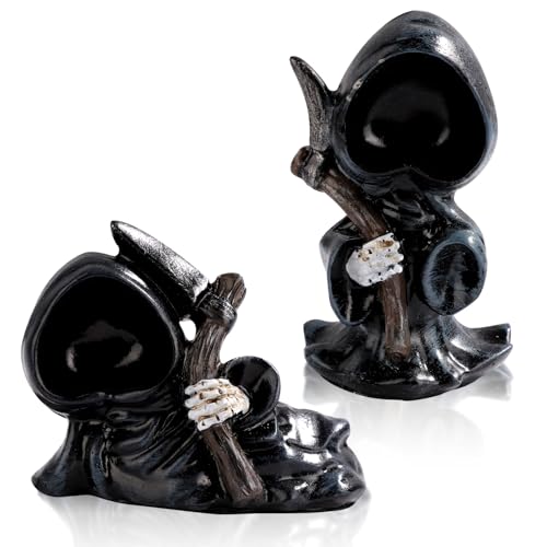 PEUTIER Sensenmann Statue, Böse Halloween Figuren aus Kunstharz Santa Muerte Statue mit Sense Statue in Schwarzer Robe Sensenmann Halloween Dekoration Altar Skulptur für Halloween PEUTIER Sensenmann Statue, Böse Halloween Figuren aus Kunstharz Santa Muerte Statue mit Sense Statue in Schwarzer Robe Sensenmann Halloween Dekoration Altar Skulptur für Halloween von PEUTIER
