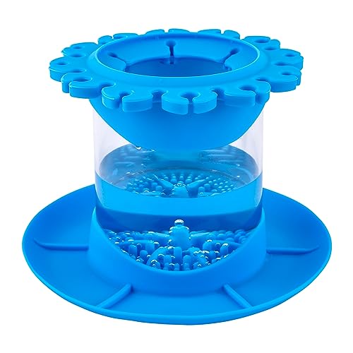 PEUTIER Pinselreiniger Spülbecher, All-in-One Silikon Pinselreiniger Abnehmbar Kunstpinsel-Reinigerbecher Pinselspüler Wasserfarbe für Acryl Aquarell Farbe auf Wasserbasis (Blau) von PEUTIER