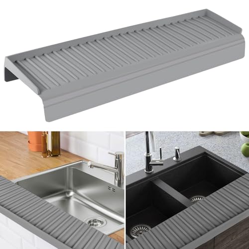 Silikon Spülbeckenschutz, 50,8x10,5x5cm Spülbecken Kantenschutz Grau Küchenspülenmatte Zuschneidbar Küchenspülen Spritzschutz für Badewannenspüle Küchenspüle von PEUTIER