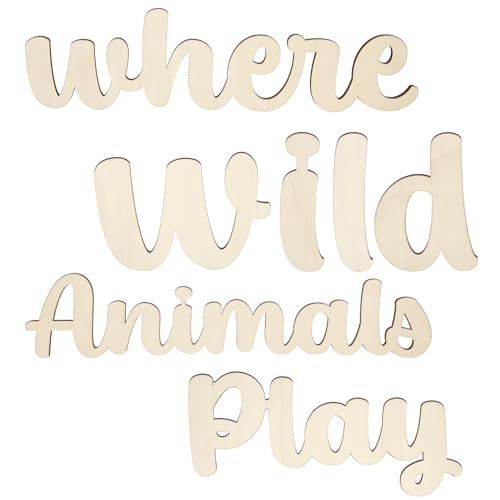 Spielzimmer-Wanddekoration, Where Wild Animals Play Schild Kinderzimmer-Wandkunst aus Holz für Kinder Schlafzimmerdekoration für Jungen Mädchen Zuhause Kindergarten von PEUTIER