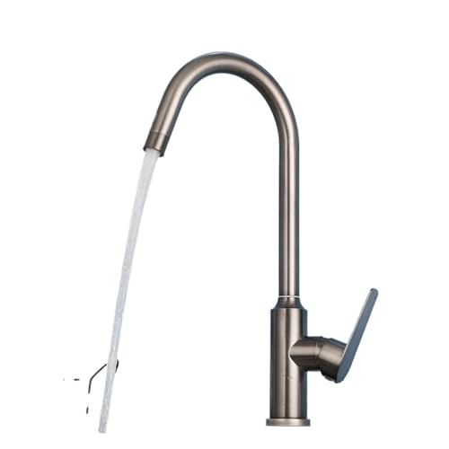 PEVAVFZMMY 360° drehbarer Küchenarmatur Gun Grey Moderne Küchenspülenarmaturen Gunmetal High Arc Kalt- und Warmwassermischbatterien Einfache Installation Wasserhahn PEVAVFZMMY 360° drehbarer Küchenarmatur Gun Grey Moderne Küchenspülenarmaturen Gunmetal High Arc Kalt- und Warmwassermischbatterien Einfache Installation Wasserhahn von PEVAVFZMMY