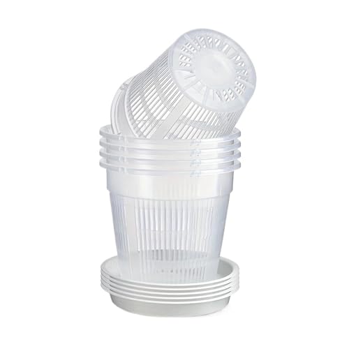 PEVAVFZMMY 5 stücke Mesh Topf Wurzel Kontrolle Transparent Blumentopf for Blume Atmungsaktive Wachstum Container Drainage Loch Orchidee Topf 11/14/16/19cm(14cm-5pcs) von PEVAVFZMMY