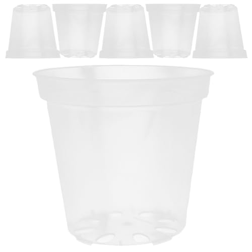 PEVAVFZMMY 6 stücke Transparent Blumentopf Set Klar Orchidee Töpfe Drainage Löcher Pflanzer Zimmerpflanzen Garten Blumentopf Kunststoff Blumentopf(15.50X15.50X14.00CM) von PEVAVFZMMY
