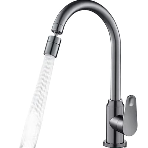 PEVAVFZMMY Grauer Warm- und Kaltwasserhahn for einfache Installation Drehbarer Küchenspülenhahn aus Edelstahl Wasserhahn(Gr�,G3/8) von PEVAVFZMMY