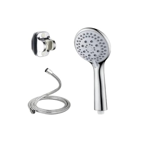 PEVAVFZMMY Großer Wasserauslass Fünf-Gang-verstellbarer Duschkopf Haushalts-Universalheizung Handbrause-Set for grobem Loch Duschkopf(Silver set) von PEVAVFZMMY
