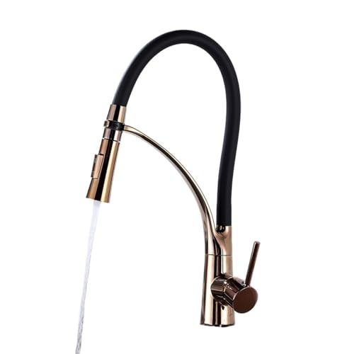 PEVAVFZMMY Küchenarmatur for Ziehfilter aus gebürstetem Gold, Mischbatterie for heißes und kaltes Wasser, Dual-Modus-Filtration, Reinigung, Küchenspülen, 360-Grad-Drehung Wasserhahn(Burgundy) von PEVAVFZMMY