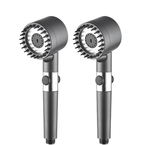 PEVAVFZMMY Massage-Duschkopf for 4 Modi und Silikonbürste, abnehmbarer Sprühpistolenmodus, Handbrause for Hochdruck for Badezimmer for Filter Duschkopf(2pcs shower head) von PEVAVFZMMY